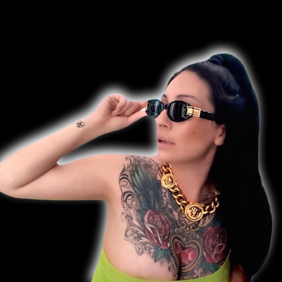 Versace Vintage Neon Lime Green Gold Greek Key Logo One Shoulder Mini Dress - Picture 6 of 11